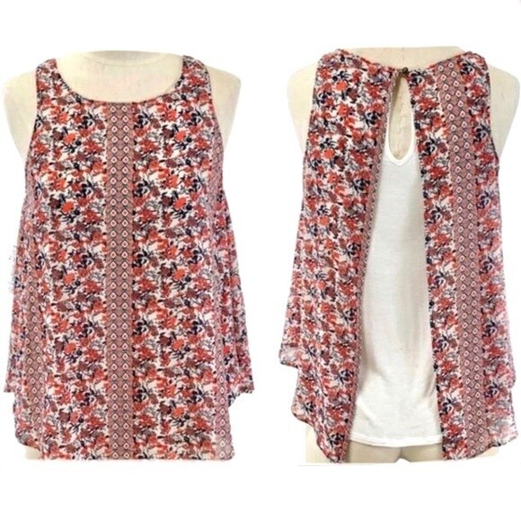 Francesca’s Alya double layer split back boho floral top size XS - Picture 1 of 5